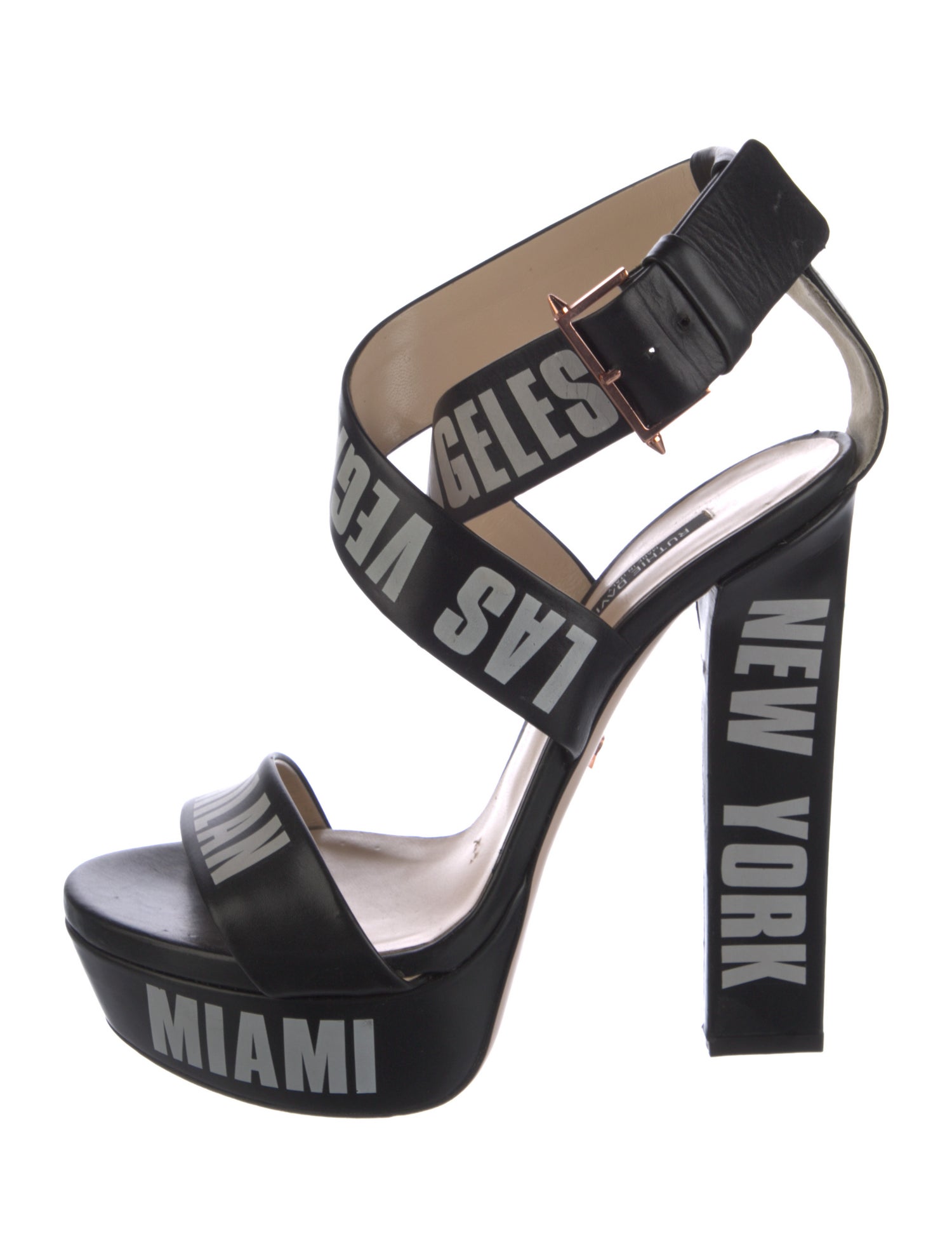 Ruthie Davis Leather Graphic Print Sandals