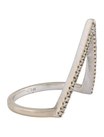 Ruby Stella 14K Diamond Curved 'V' Ring