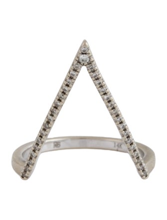 Ruby Stella 14K Diamond Curved 'V' Ring