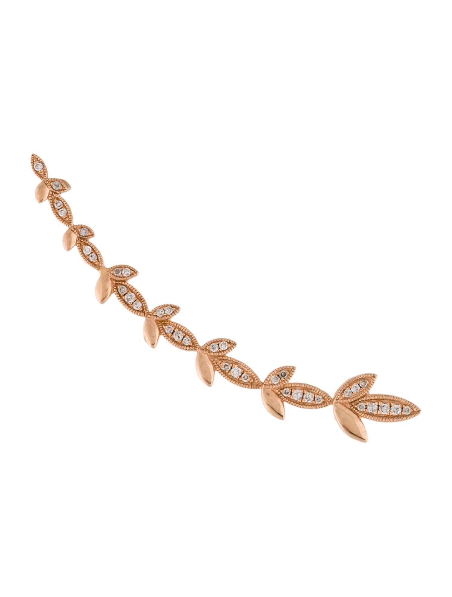 Ruby Stella 14K Diamond Leaf Ear Climber Earring