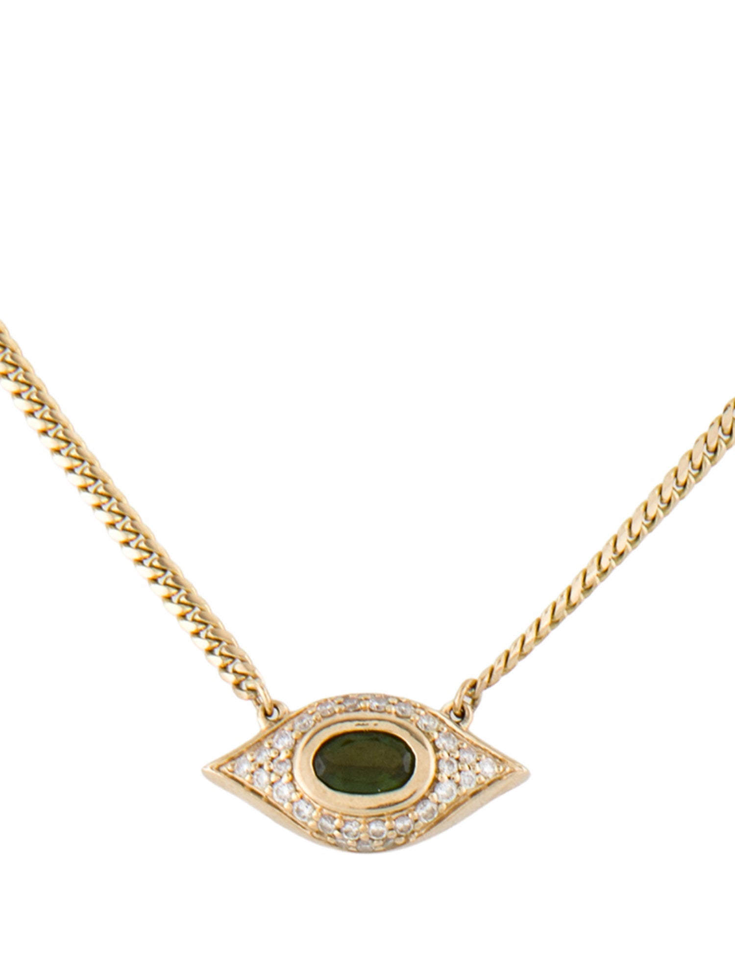 Ruby Stella 14K Diamond & Tourmaline Evil Eye Pendant Necklace