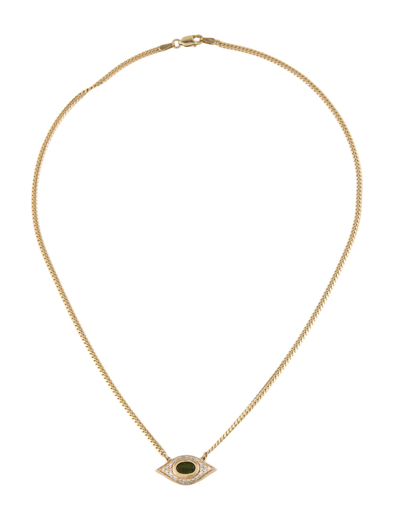 Ruby Stella 14K Diamond & Tourmaline Evil Eye Pendant Necklace