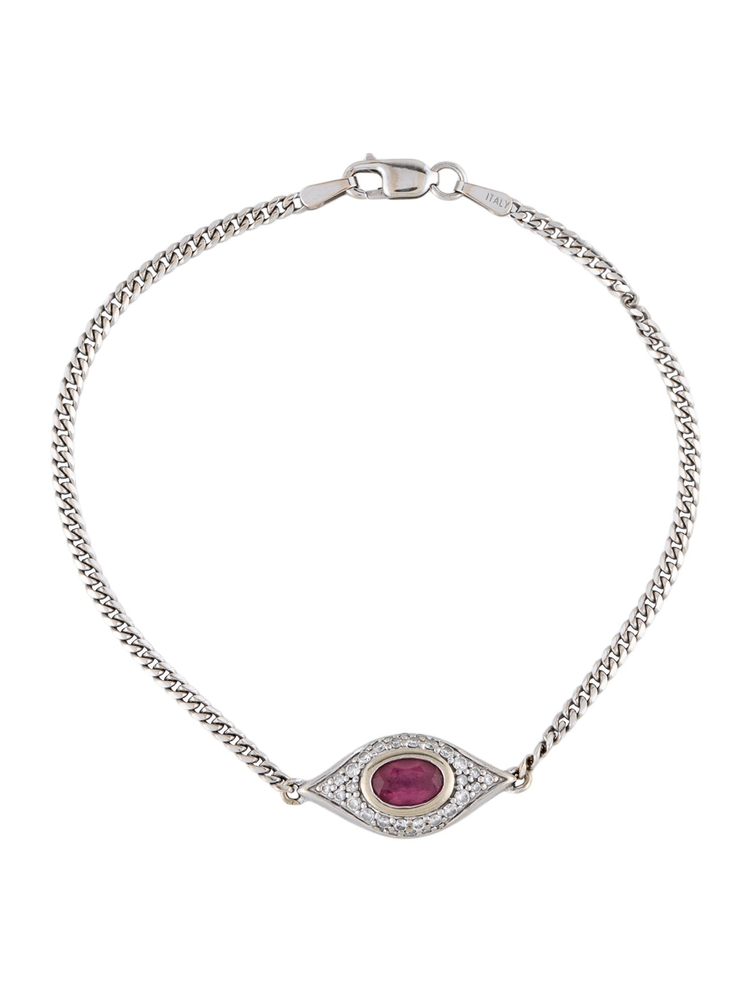 Ruby Stella 14K Tourmaline & Diamond Evil Eye Bracelet
