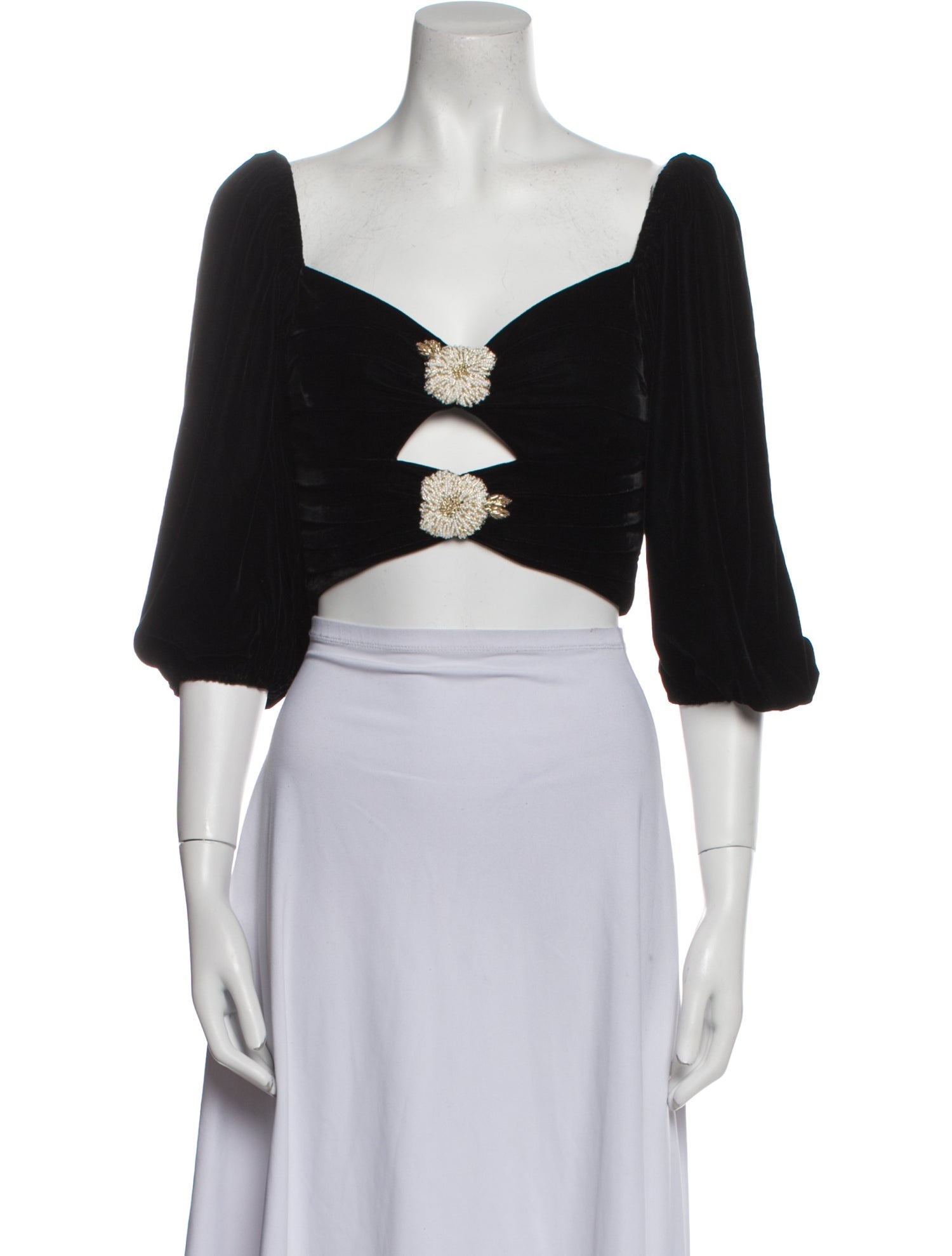 Rosewater House Silk V-Neck Crop Top