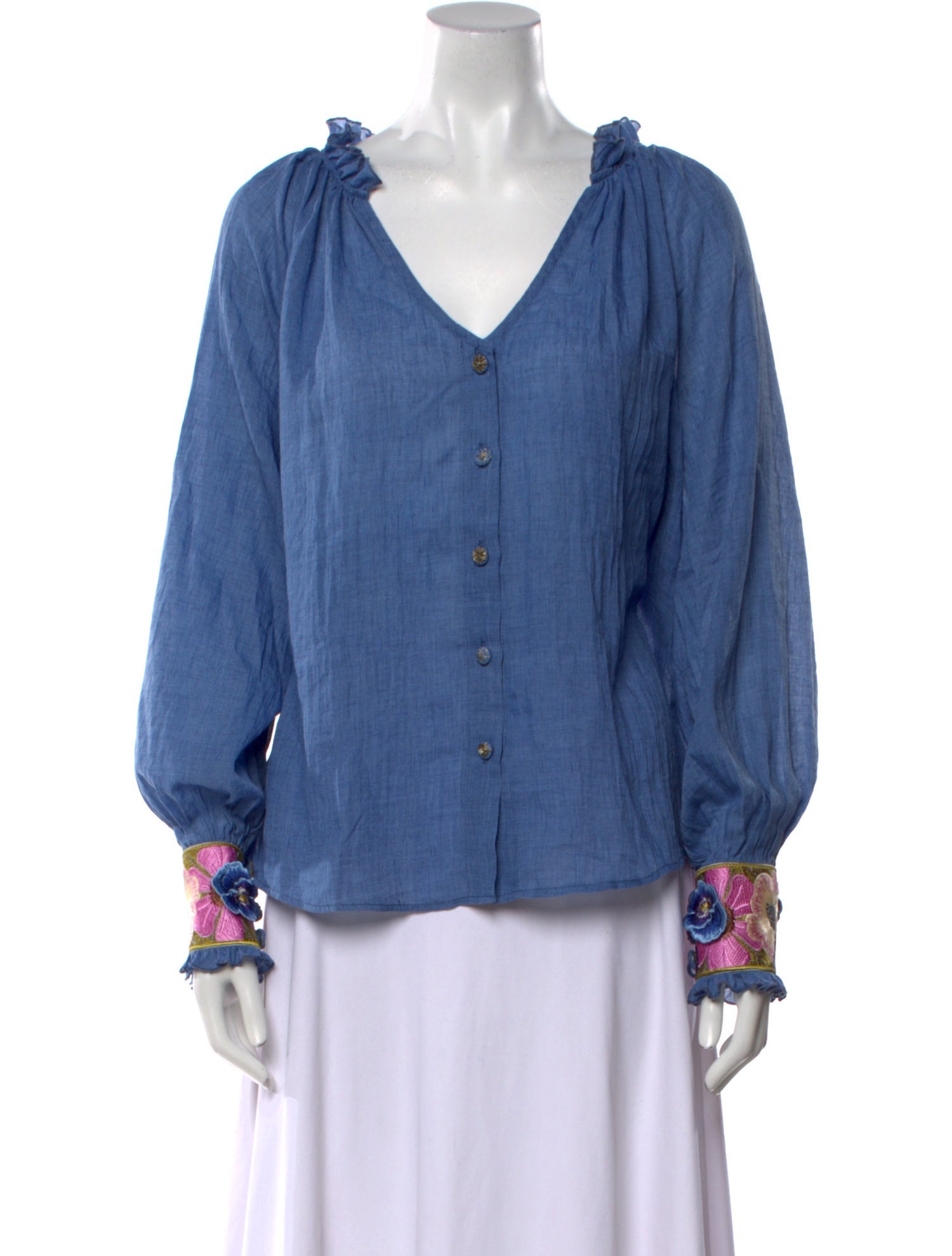Rosewater House V-Neck Long Sleeve Blouse