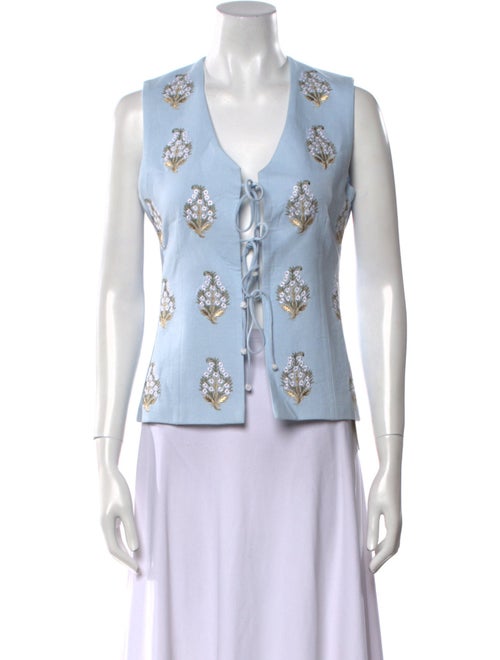 Rosewater House Linen Floral Print Top