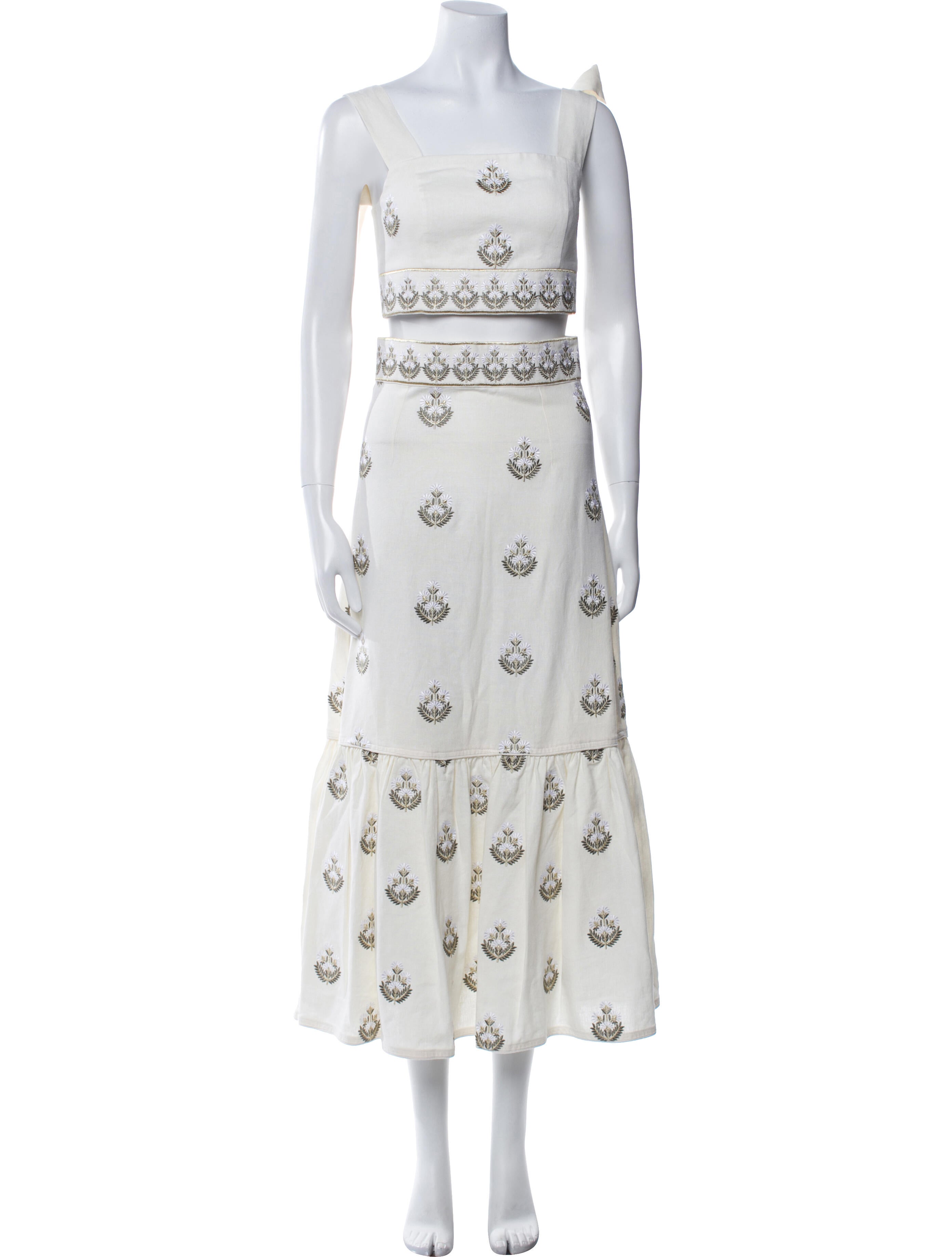 Rosewater House Linen Floral Print Skirt Set