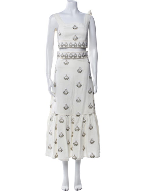 Rosewater House Linen Floral Print Skirt Set