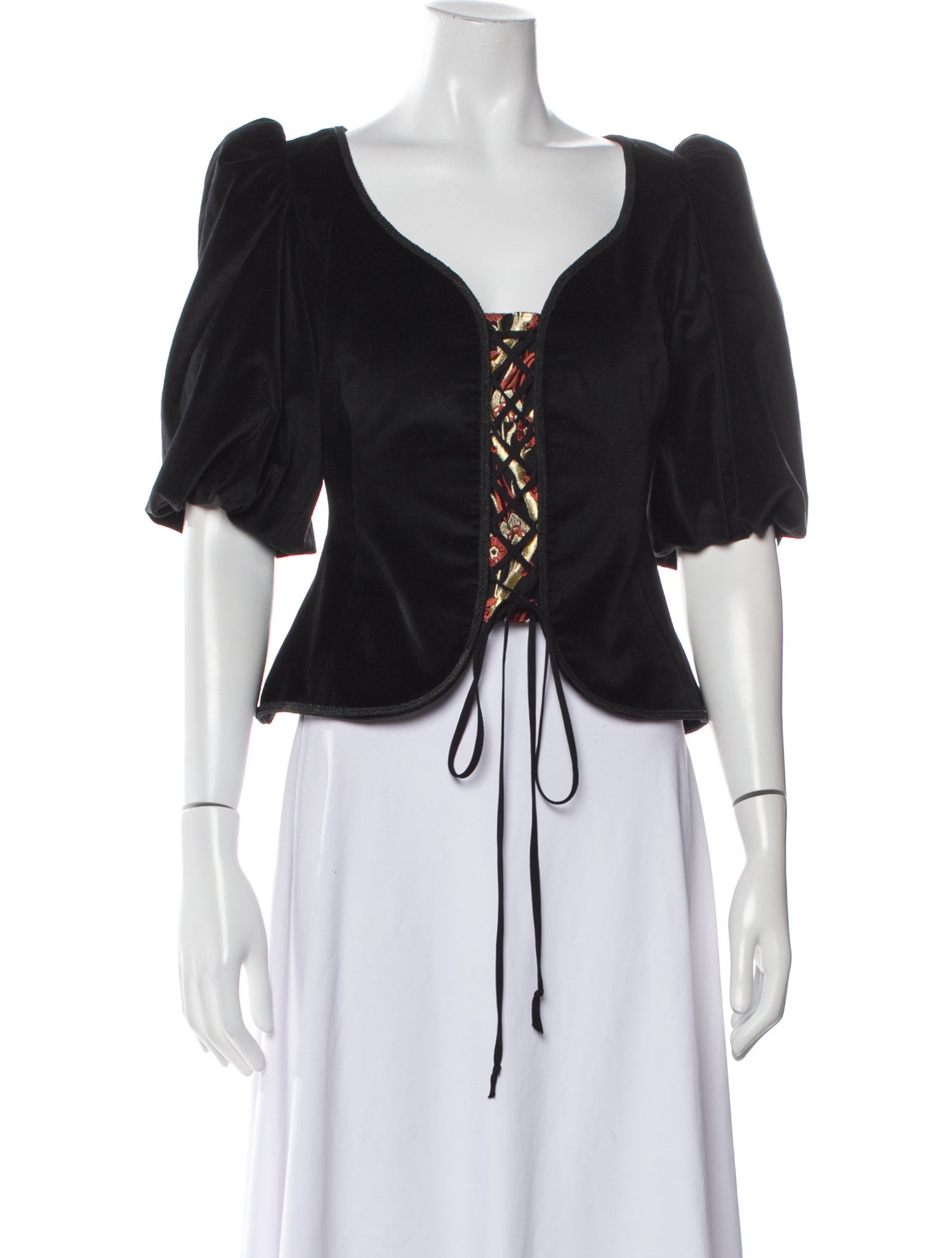 Rosewater House V-Neck Three-Quarter Sleeve Crop Top