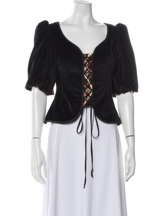 Rosewater House V-Neck Three-Quarter Sleeve Crop Top