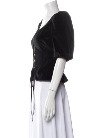 Rosewater House V-Neck Three-Quarter Sleeve Crop Top