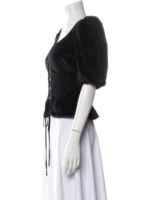 Rosewater House V-Neck Three-Quarter Sleeve Crop Top