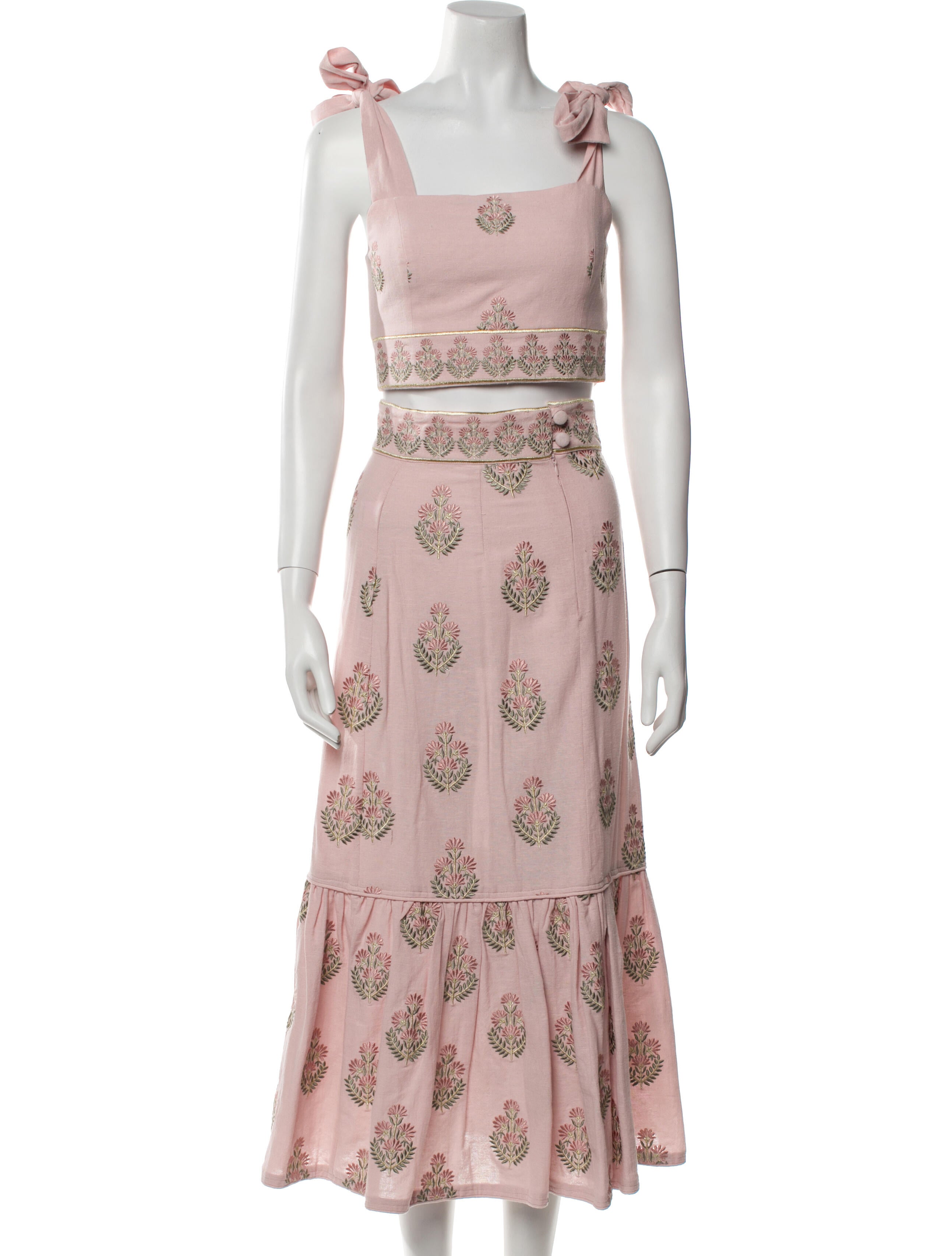 Rosewater House Linen Floral Print Skirt Set