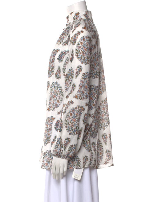 Rosewater House Paisley Print Mock Neck Blouse