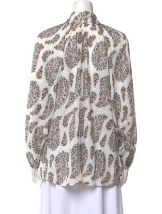 Rosewater House Paisley Print Mock Neck Blouse