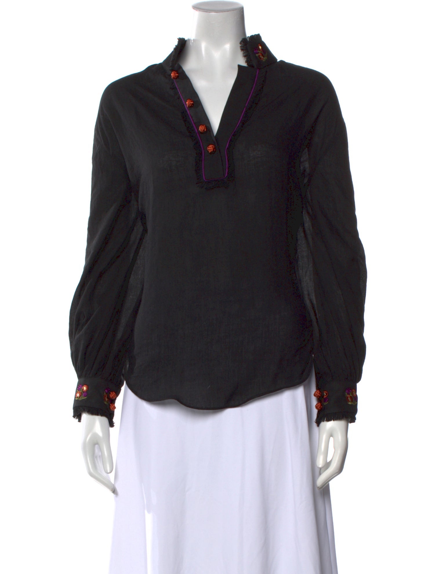 Rosewater House V-Neck Long Sleeve Blouse