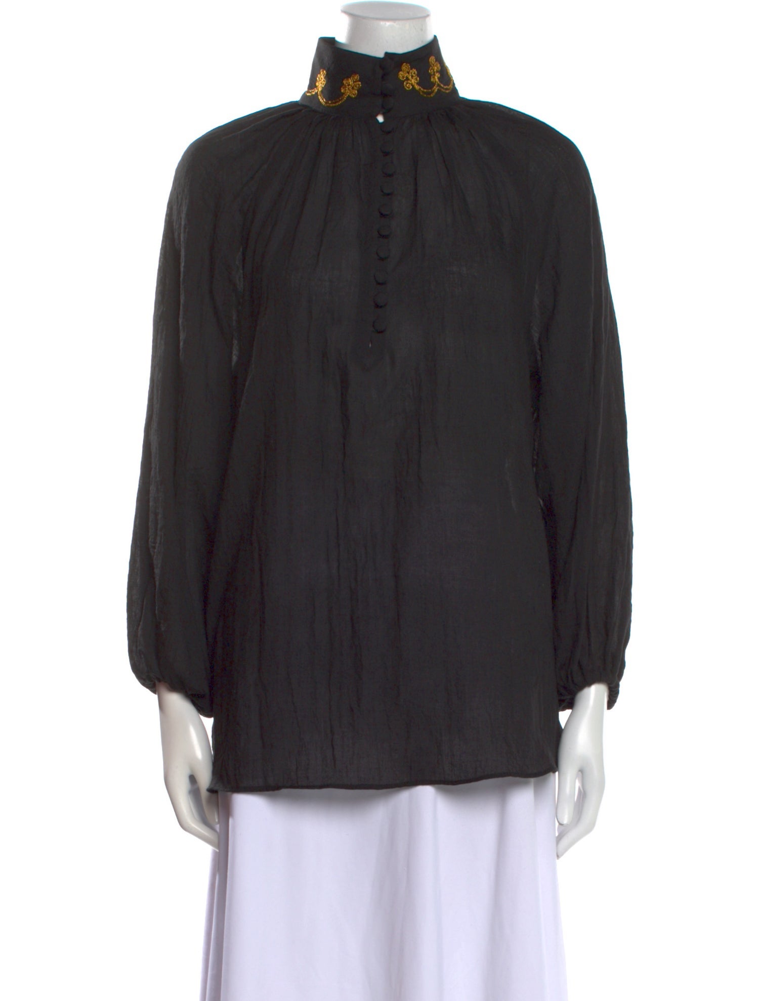 Rosewater House Mock Neck Long Sleeve Blouse