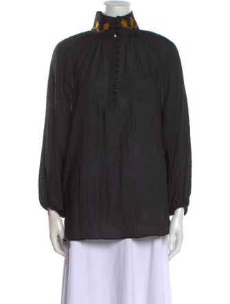 Rosewater House Mock Neck Long Sleeve Blouse