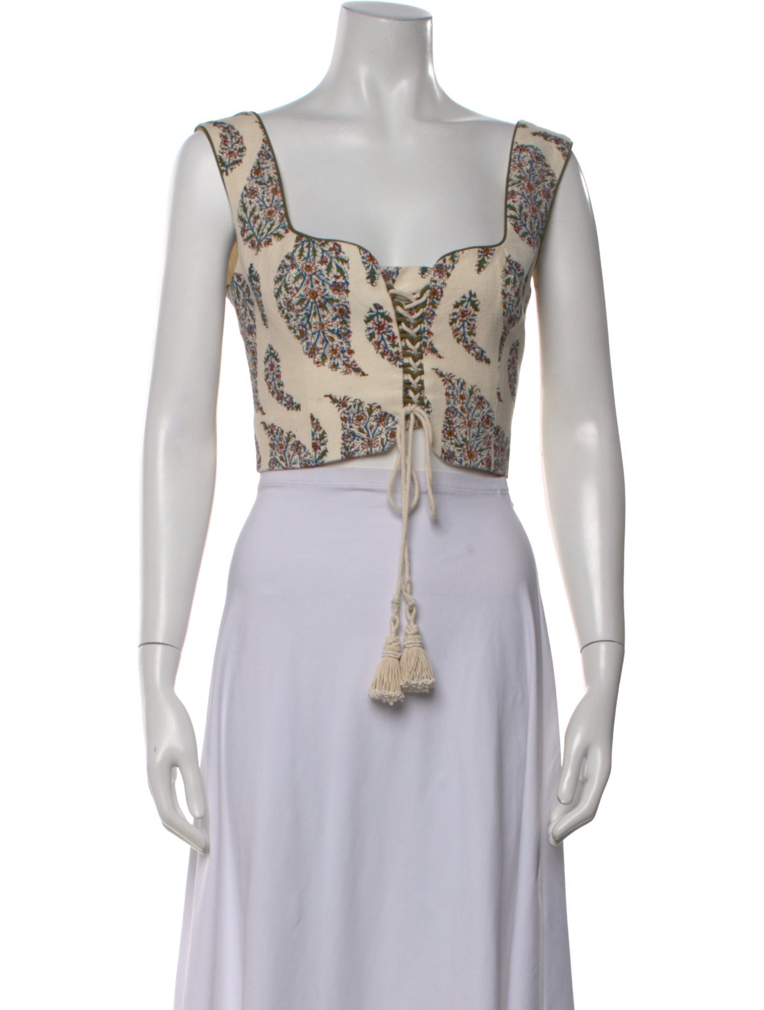 Rosewater House Floral Print Square Neckline Crop Top