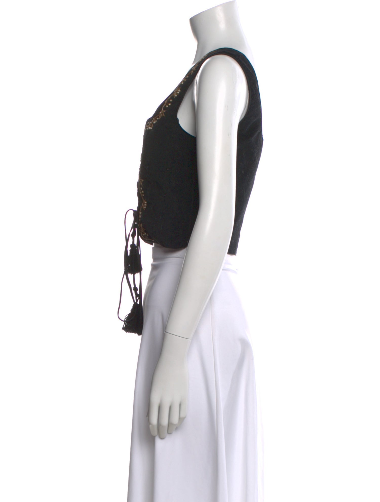 Rosewater House Patterned Square Neckline Crop Top