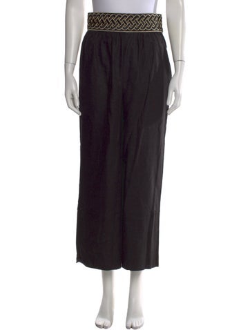 Pre-owned Rosewater House Linen Wide Leg Pants In Black