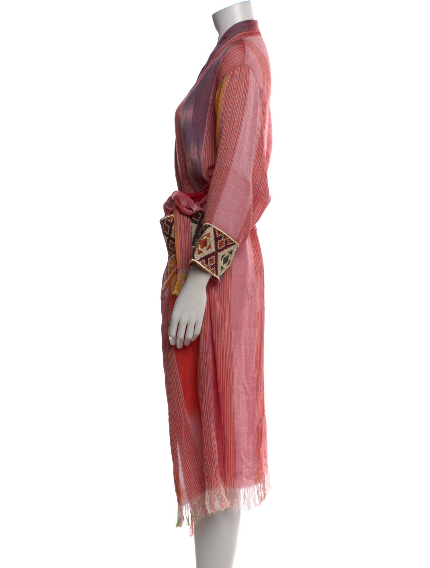 Rosewater House Striped Embroidered Accent Robe