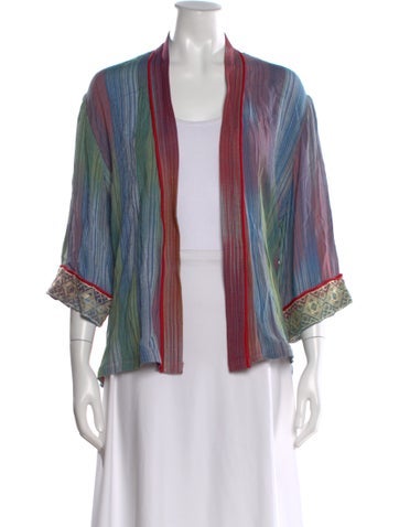 Pre-owned Rosewater House Striped Open Front Sweater In Multi