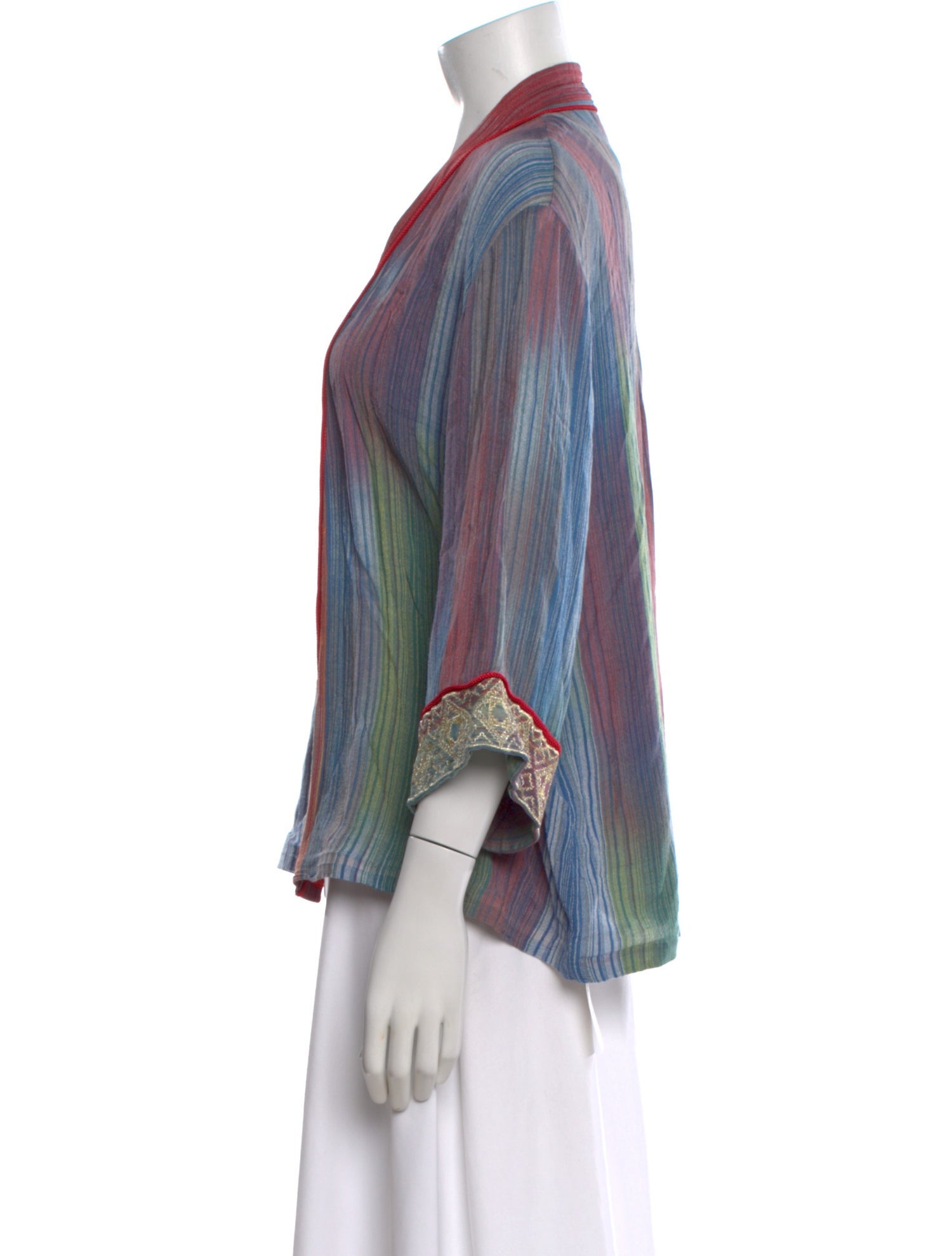 Rosewater House Striped Open Front Sweater
