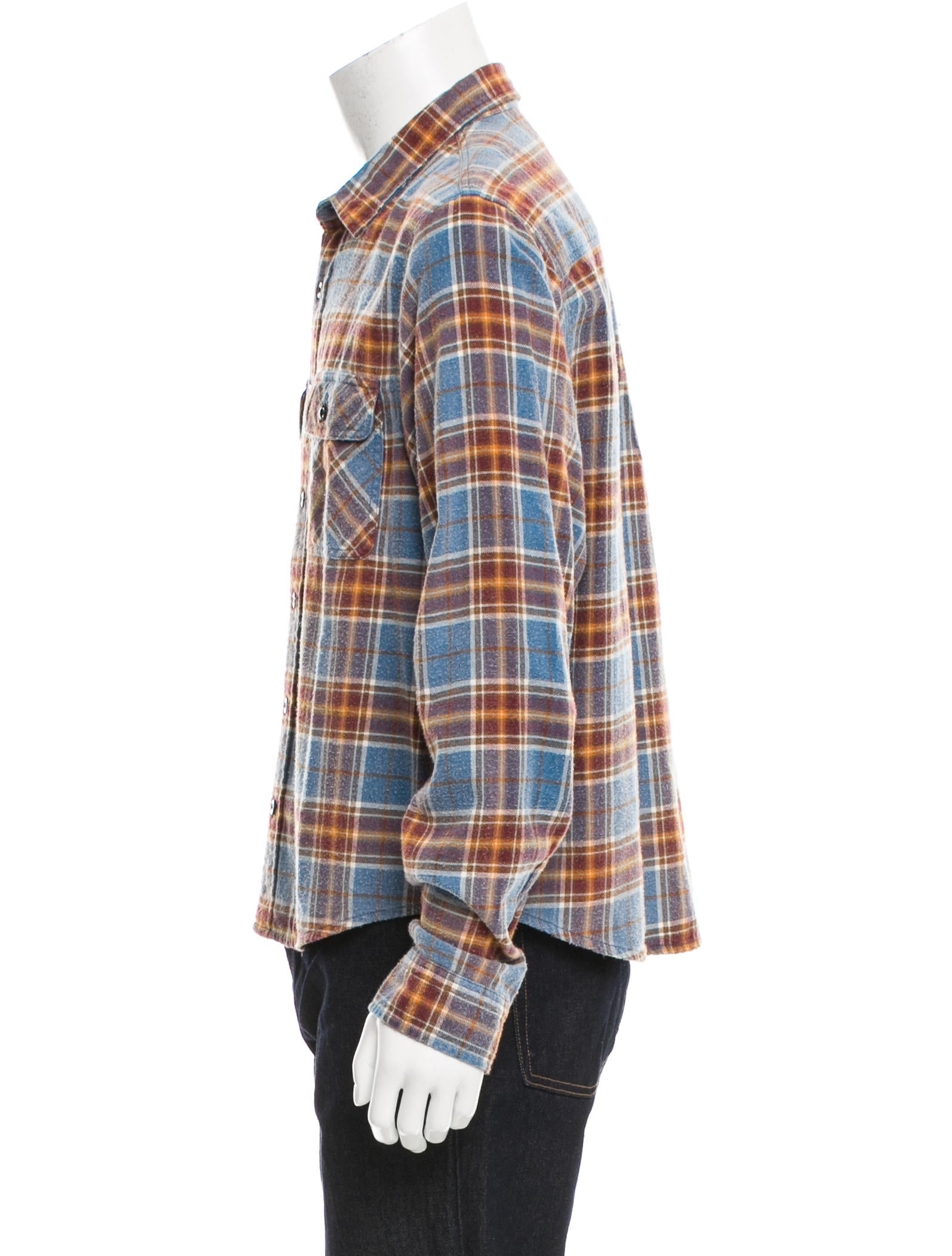 R13 2016 Distressed Flannel Shirt w/ Tags Clothing WRA22192 The