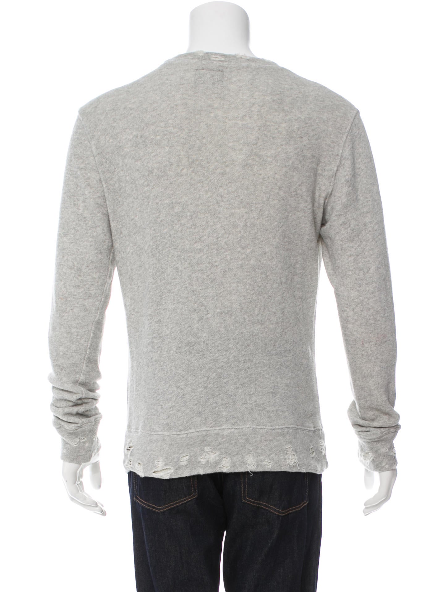 R13 Distressed Crew Neck Sweatshirt Clothing WRA22322 The RealReal