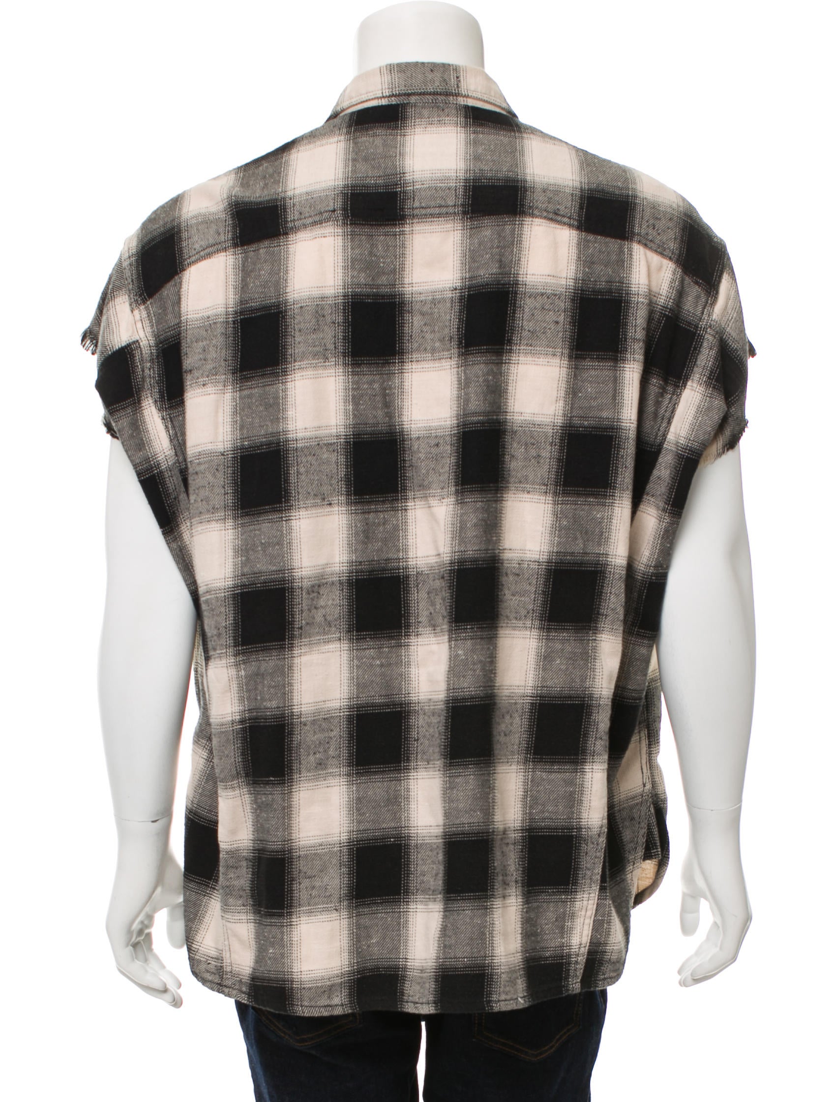 R13 Sleeveless Plaid Flannel Shirt Clothing WRA24590 The RealReal