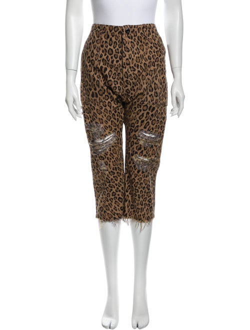 R13 Animal Print Straight Leg Pants Black