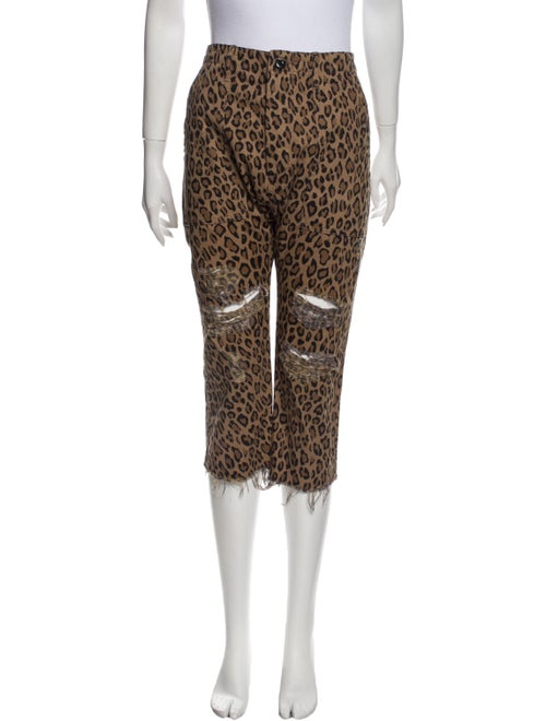 R13 Animal Print Straight Leg Pants Brown