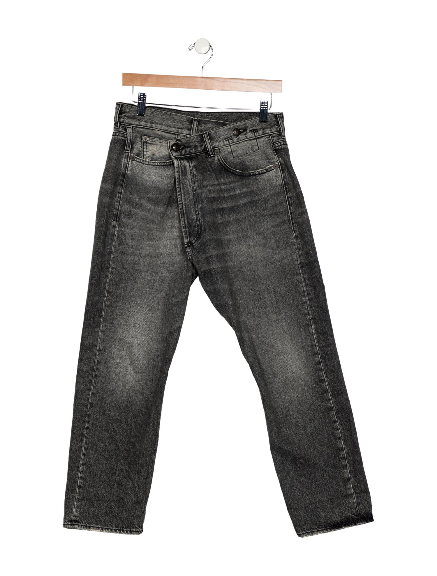 R13 HighRise Straight Leg Jeans Grey, 11.5" Rise Jeans, Clothing