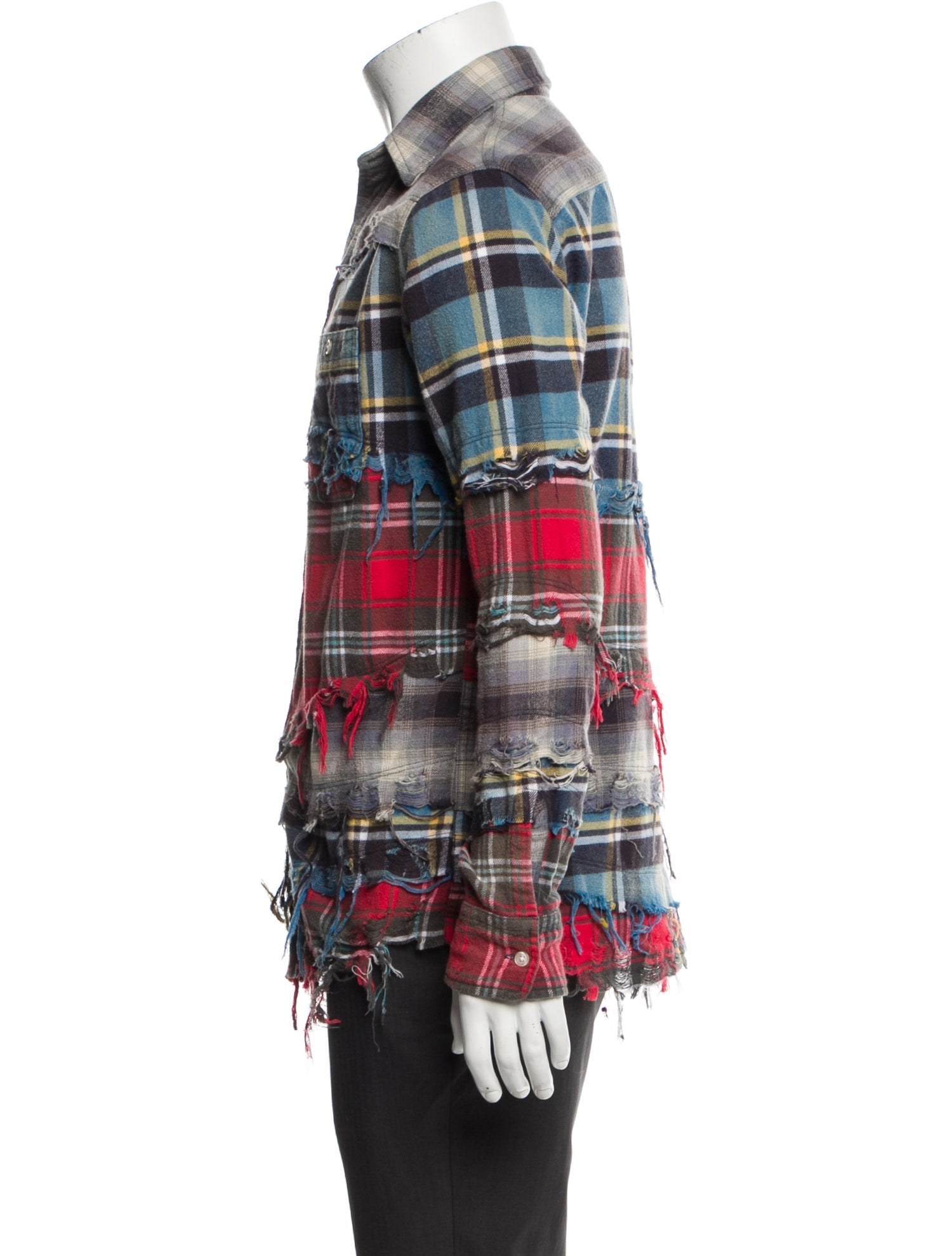 R13 Plaid Print Long Sleeve Western Shirt
