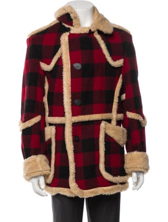 R13 Wool Plaid Print Peacoat