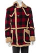 R13 Wool Plaid Print Peacoat