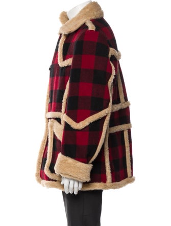 R13 Wool Plaid Print Peacoat