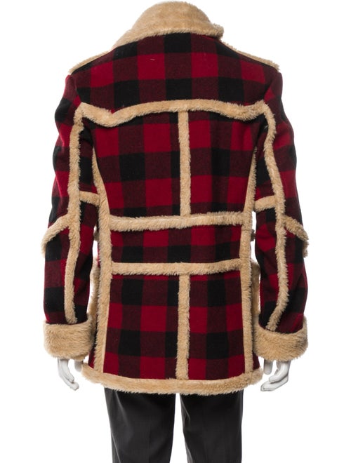 R13 Wool Plaid Print Peacoat