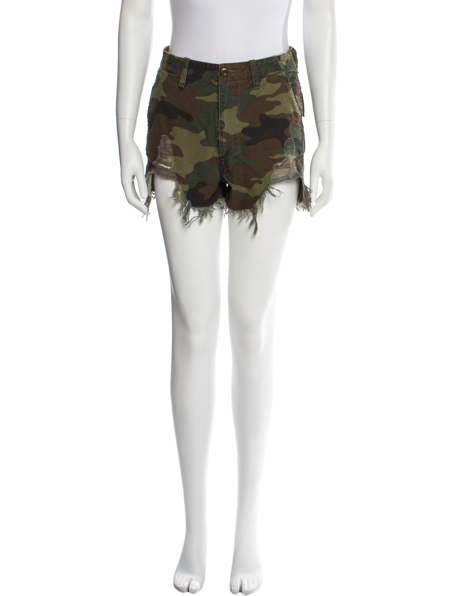 R13 Camouflage Print Mini Shorts