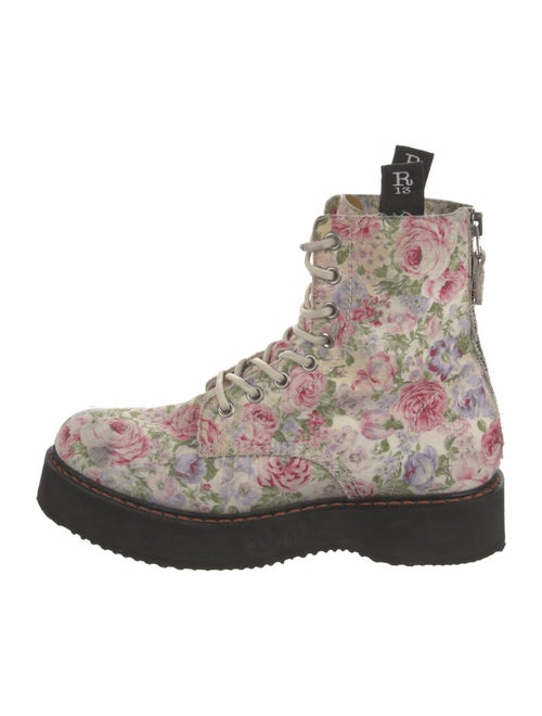 R13 Canvas Floral Print Combat Boots