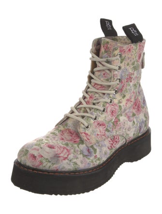 R13 Canvas Floral Print Combat Boots