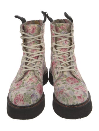 R13 Canvas Floral Print Combat Boots