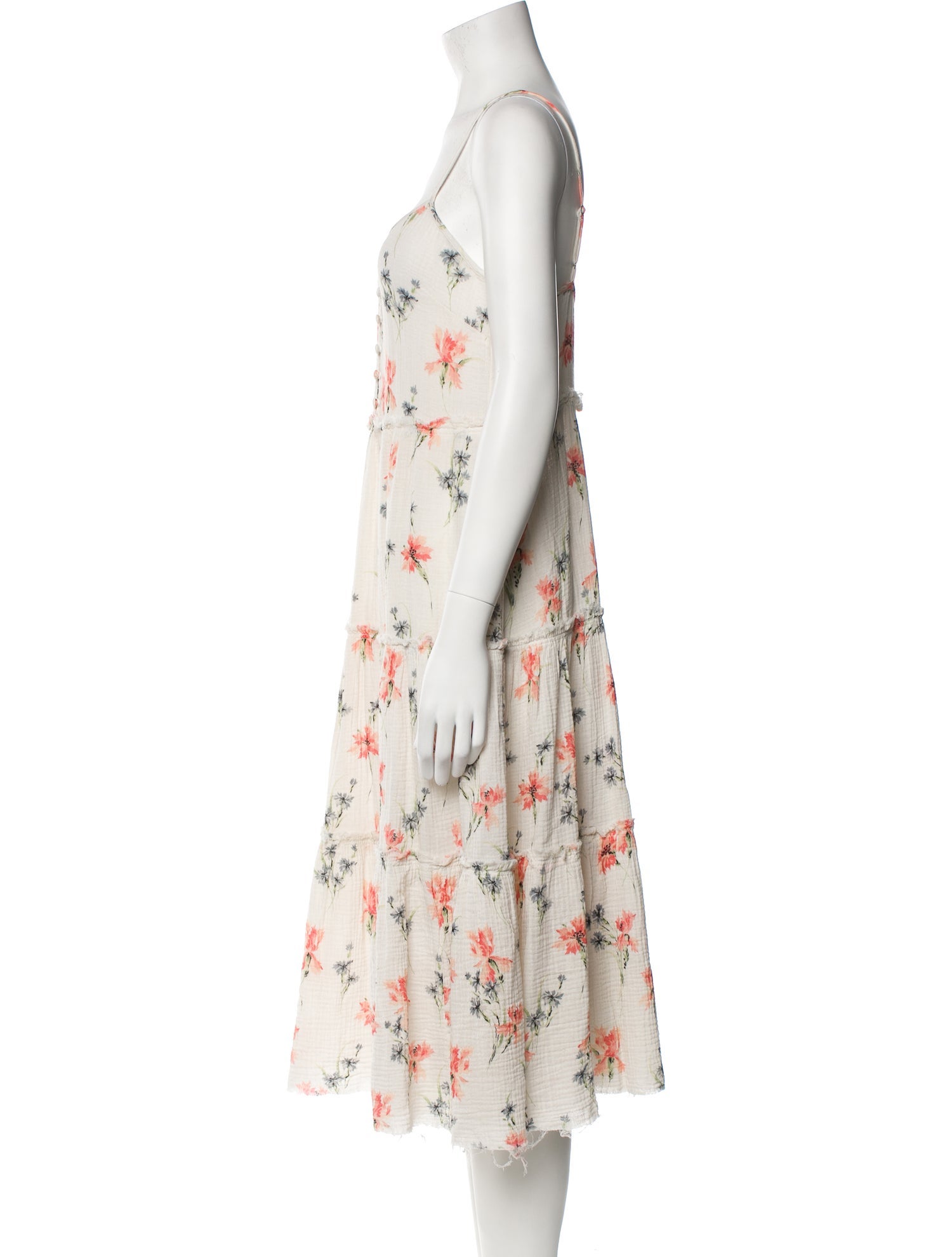 R13 Floral Print Midi Length Dress