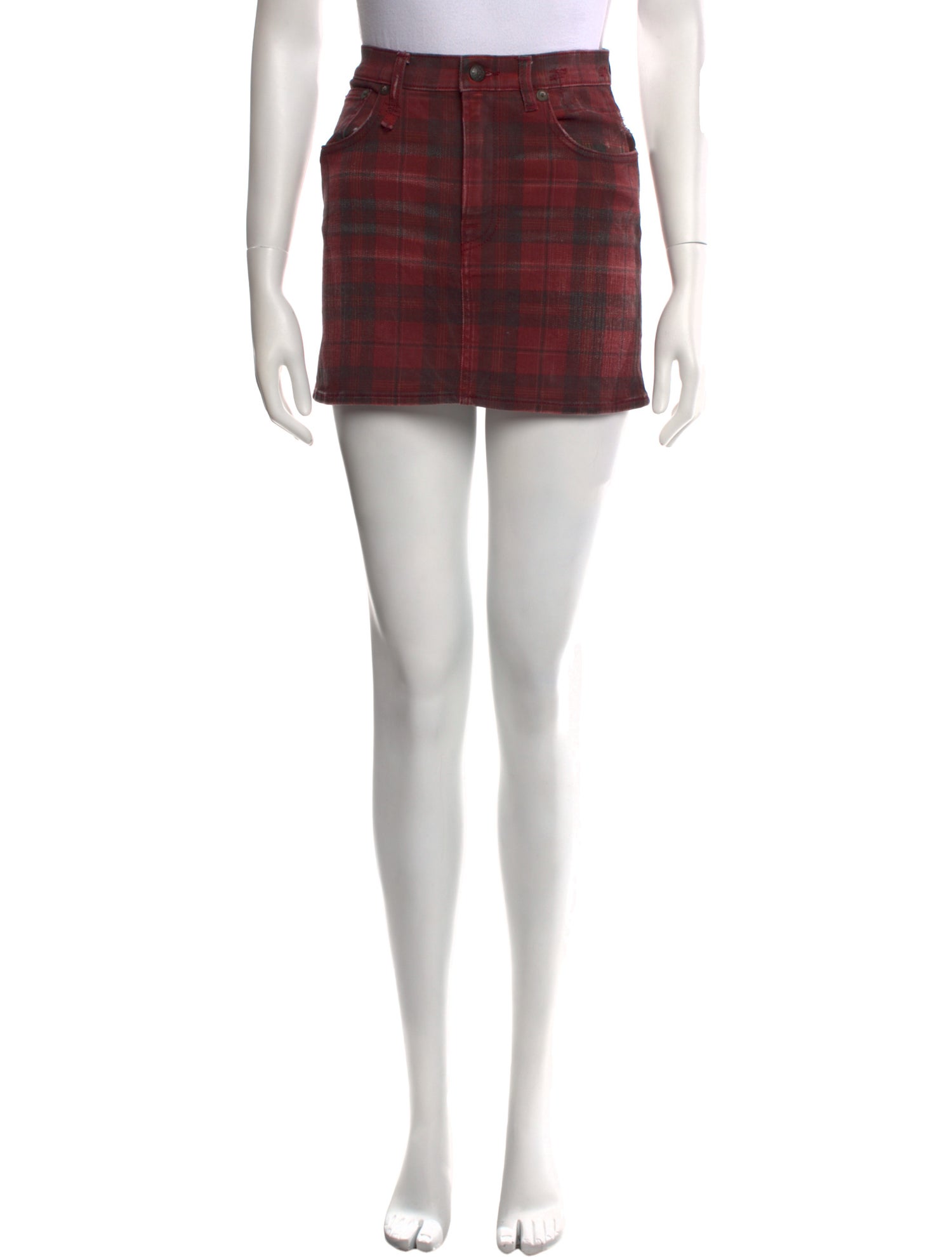 R13 Plaid Print Mini Skirt