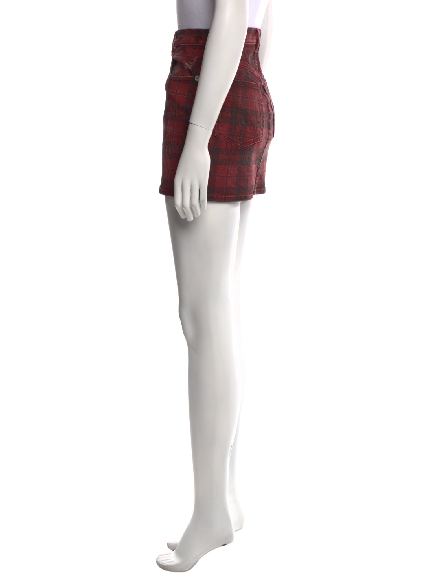 R13 Plaid Print Mini Skirt