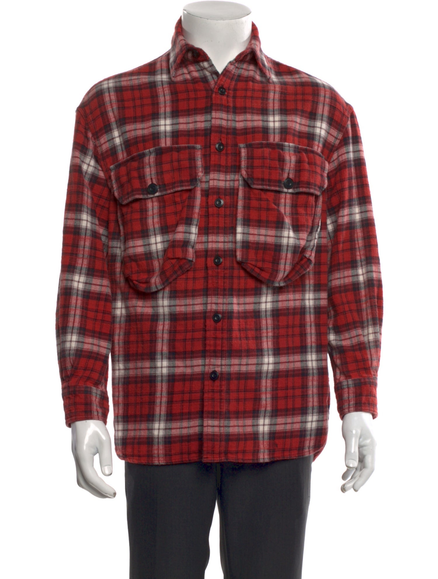 R13 Plaid Print Long Sleeve Western Shirt
