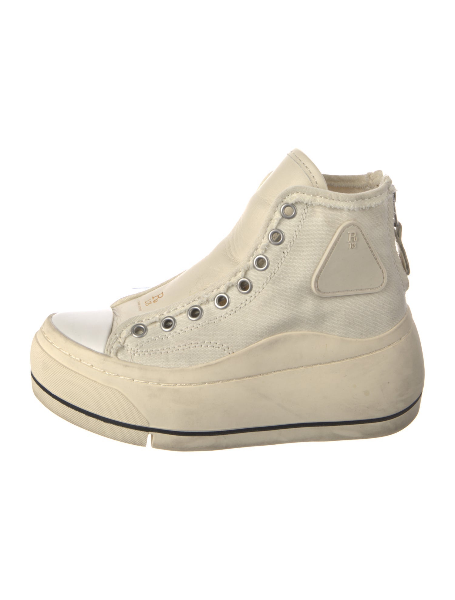 R13 Canvas Raw-Edge Trim Wedge Sneakers