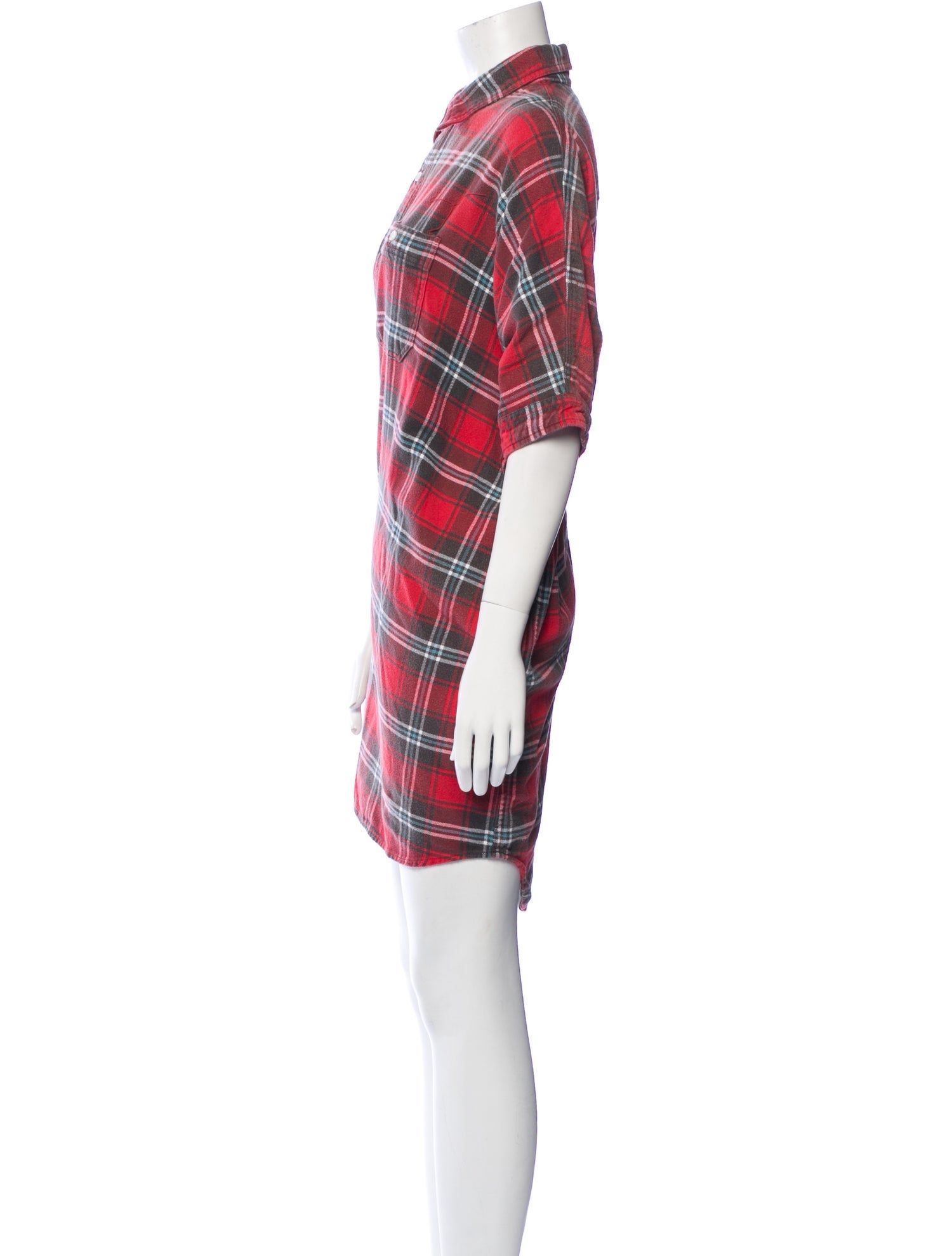 R13 Plaid Print Mock Neck Tunic
