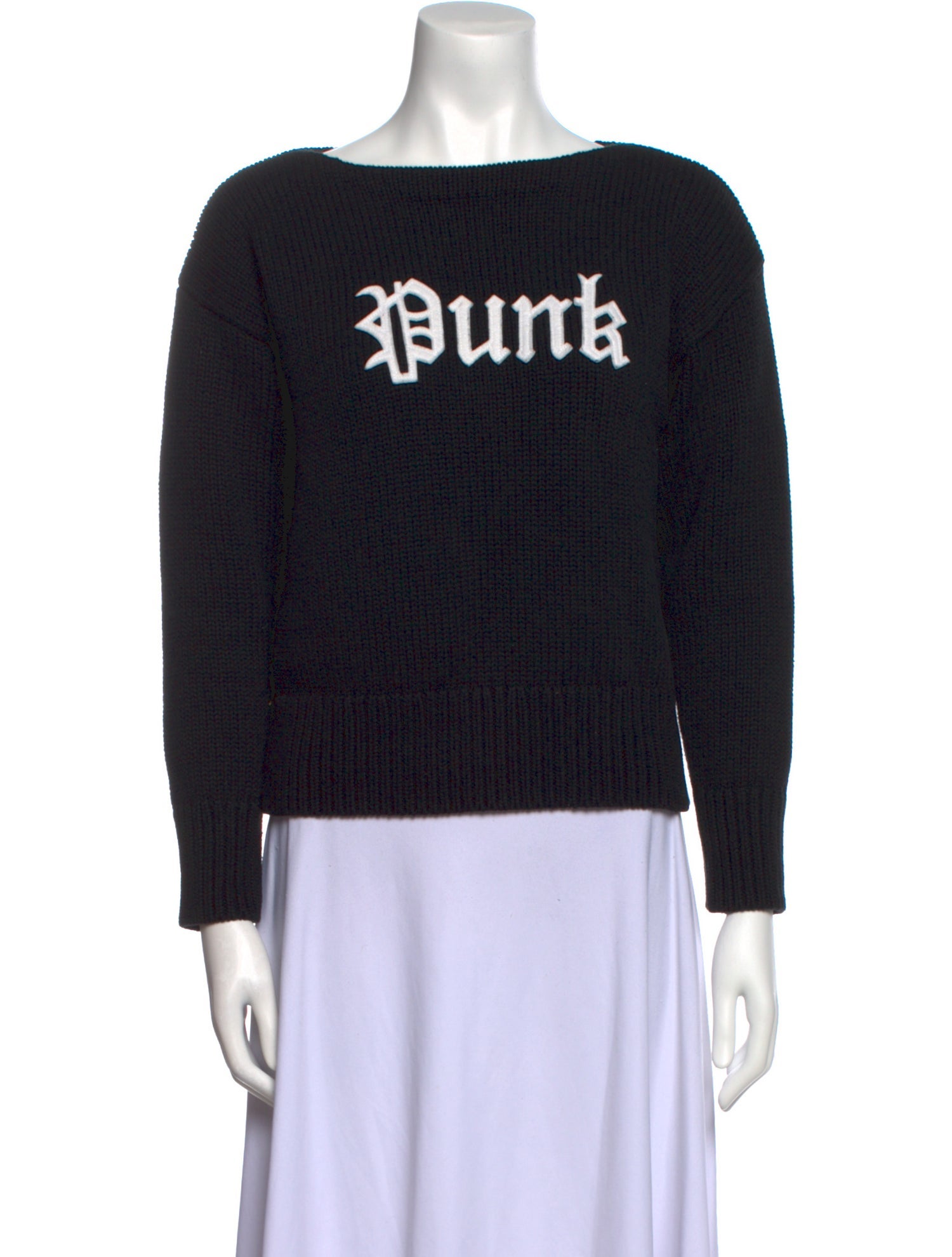 R13 Graphic Print Bateau Neckline Sweater